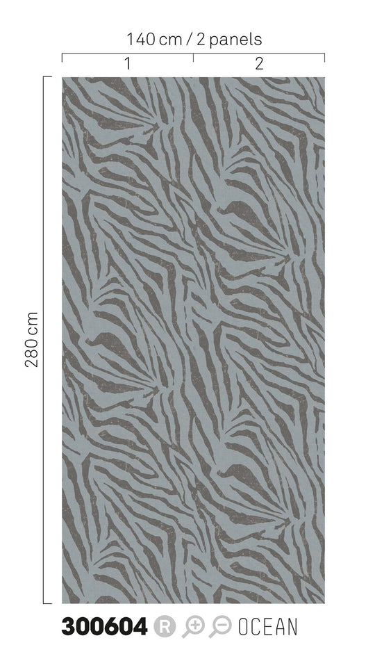 EIJFFINGER Skin 300604 - Afbeelding 2 - Blauw, Zwart / Grijs, Etnisch, Stoer, Industrieel, Chic, Glamour, Dieren