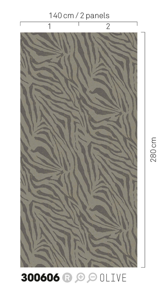 EIJFFINGER Skin 300606 - Afbeelding 2 - Groen, Zwart / Grijs, Etnisch, Stoer, Industrieel, Chic, Glamour, Dieren, Natuurlijk