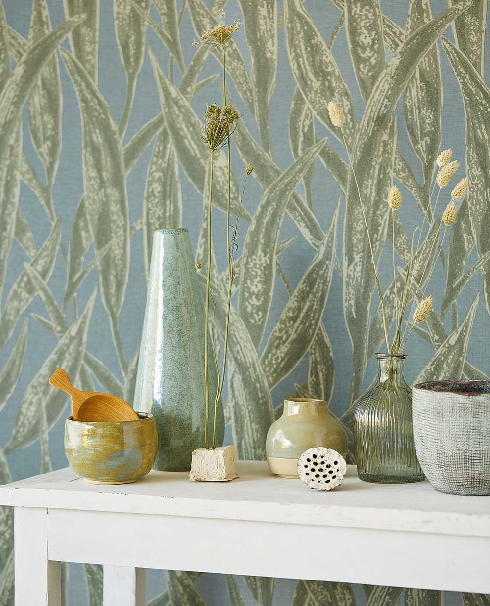 EIJFFINGER Waterfront 300804 - Afbeelding 2 - Blauw, Groen, Scandinavisch, Landelijk, Etnisch, Natuurlijk, Bladeren