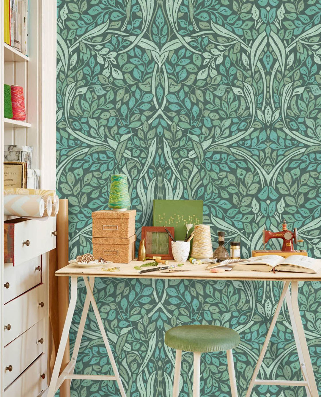EIJFFINGER Wallpower Favourites 309009 - Afbeelding 2 - Groen, Scandinavisch, Retro, Vintage, Romantisch, Bladeren