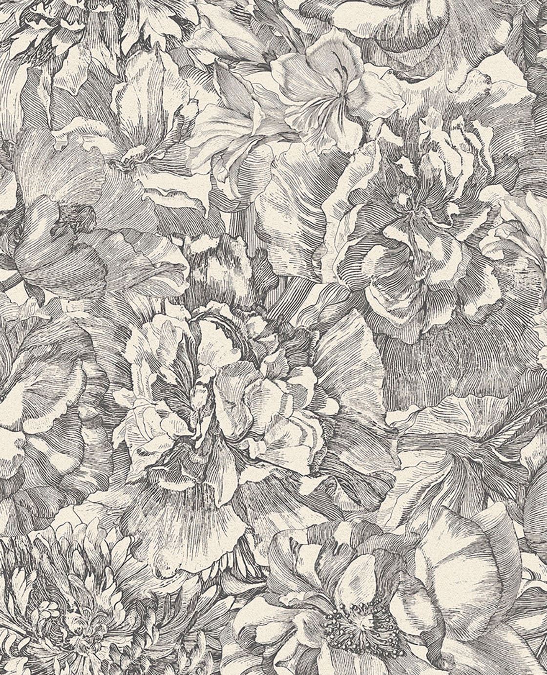 EIJFFINGER Museum 307340 - Afbeelding 1 - Zwart / Grijs, Romantisch, Klassiek, Bloemen