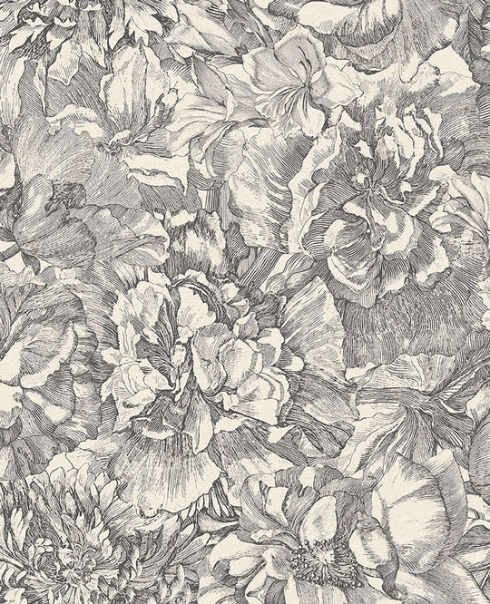 EIJFFINGER Museum 307340 - Afbeelding 1 - Zwart / Grijs, Romantisch, Klassiek, Bloemen