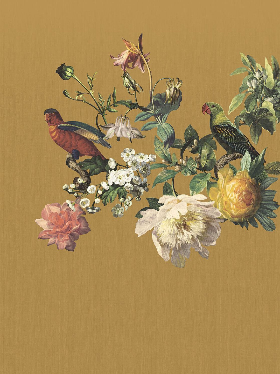 EIJFFINGER Museum 307403 - Afbeelding 1 - Geel, Retro, Vintage, Klassiek, Vogels, Bloemen