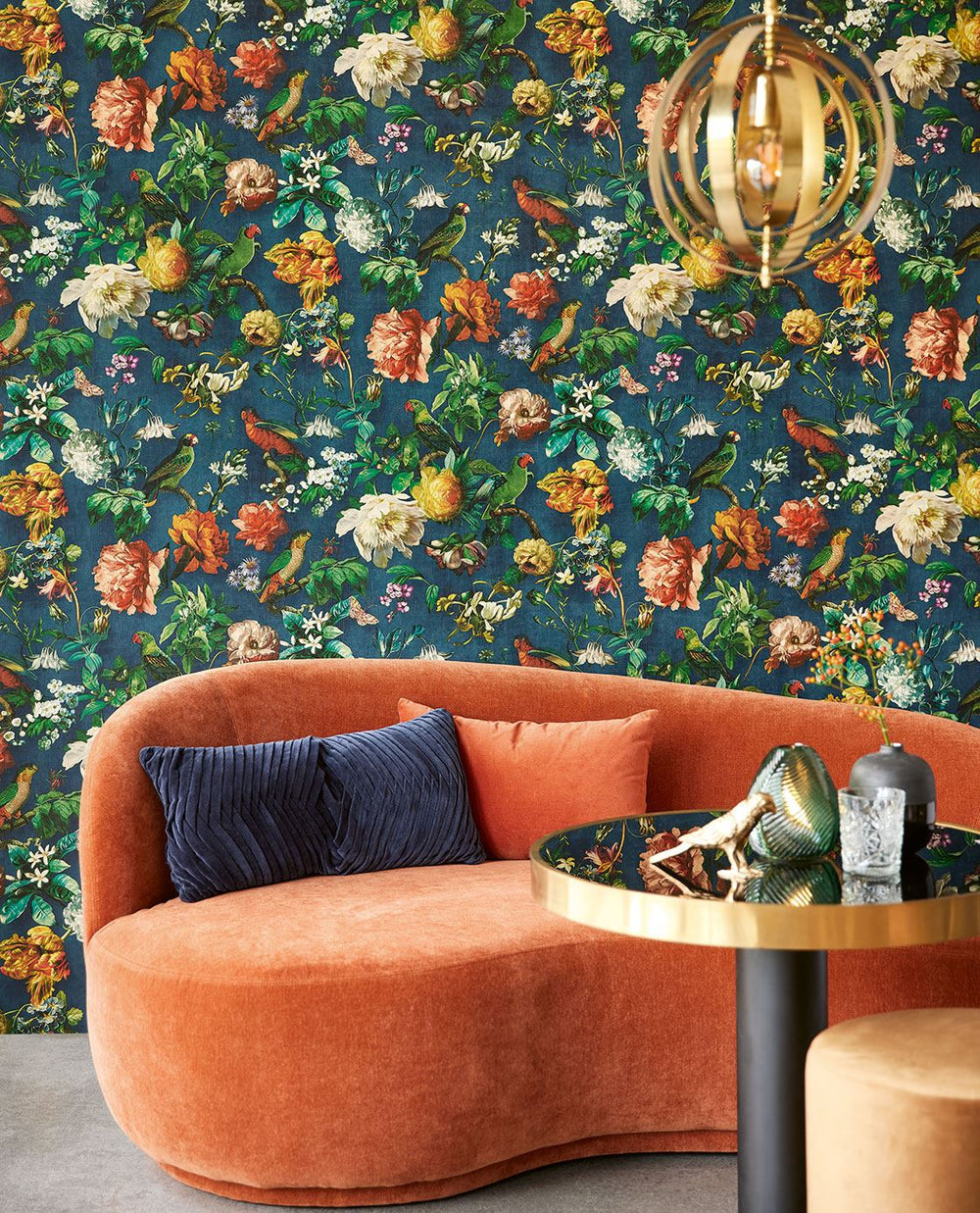 EIJFFINGER Museum 307306 - Afbeelding 2 - Blauw, Retro, Vintage, Klassiek, Stoer, Industrieel, Vogels, Bloemen, Bladeren