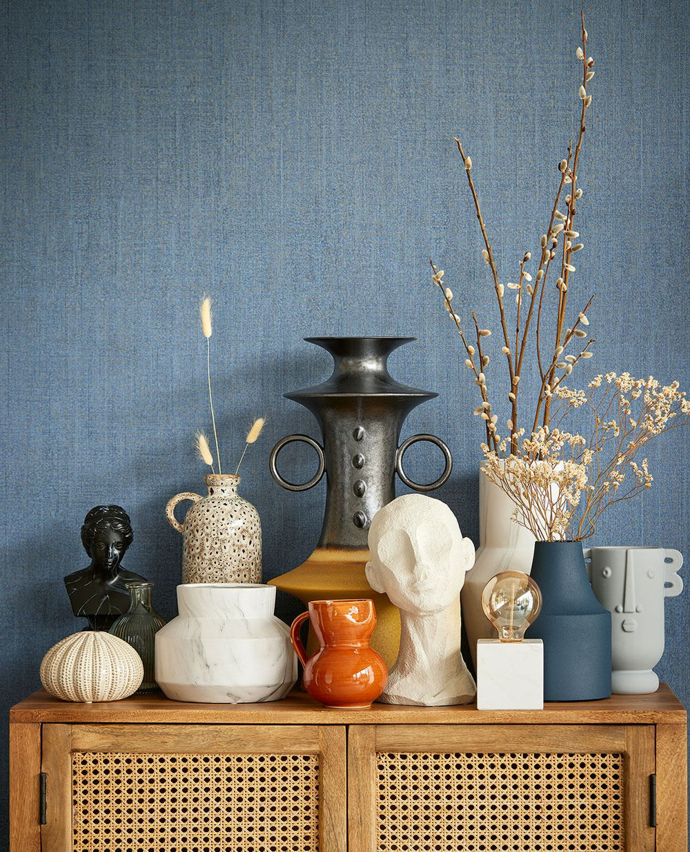 EIJFFINGER Museum 307352 - Afbeelding 2 - Blauw, Retro, Vintage, Klassiek, Chic, Glamour, Effen, Uni, Structuren, Grafisch