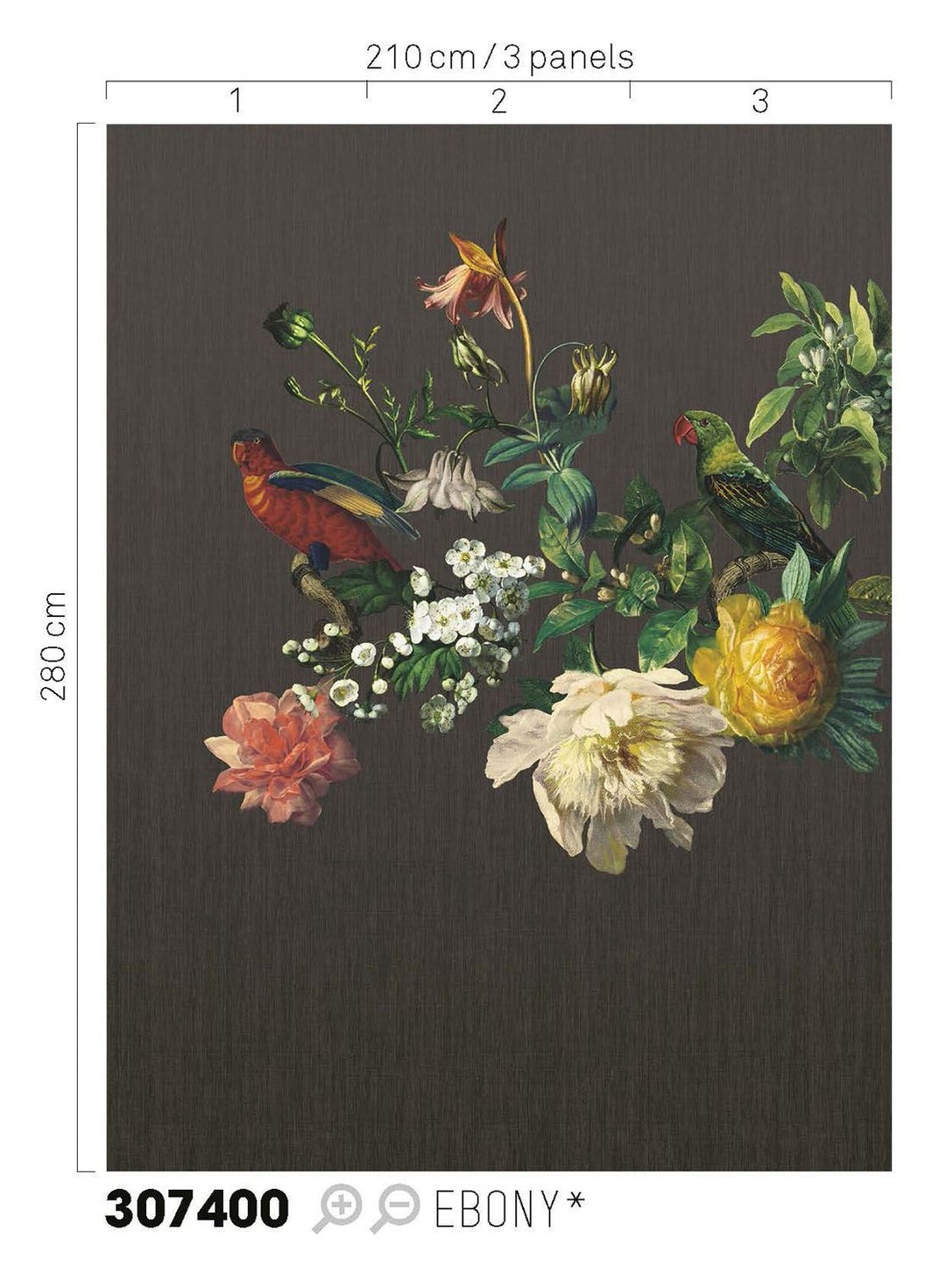 EIJFFINGER Museum 307400 - Afbeelding 3 - Naturel, Zwart / Grijs, Retro, Vintage, Klassiek, Vogels, Bloemen