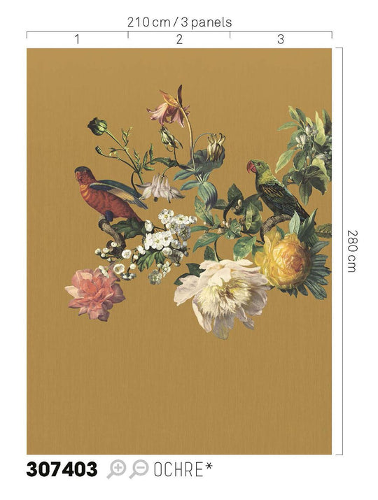 EIJFFINGER Museum 307403 - Afbeelding 3 - Geel, Retro, Vintage, Klassiek, Vogels, Bloemen