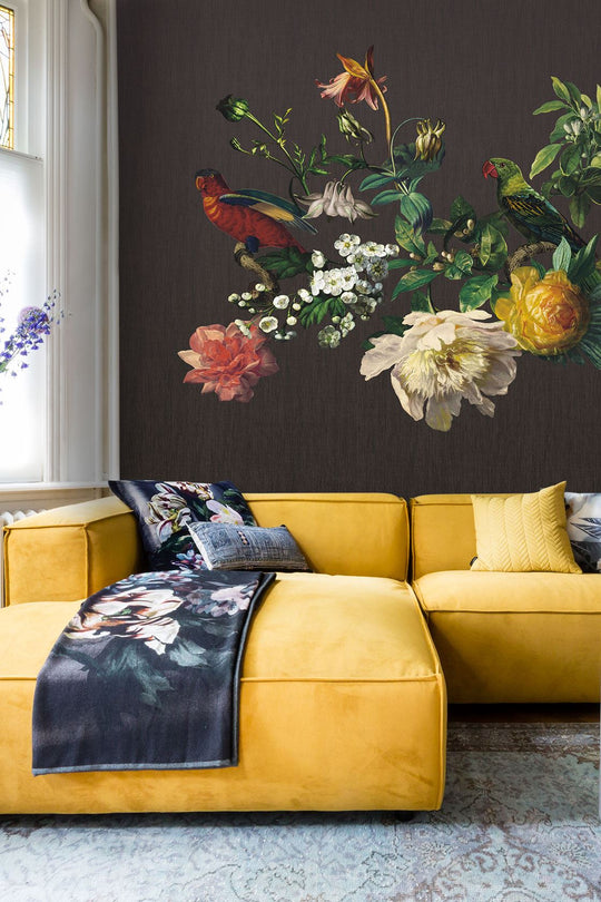 EIJFFINGER Museum 307400 - Afbeelding 2 - Naturel, Zwart / Grijs, Retro, Vintage, Klassiek, Vogels, Bloemen