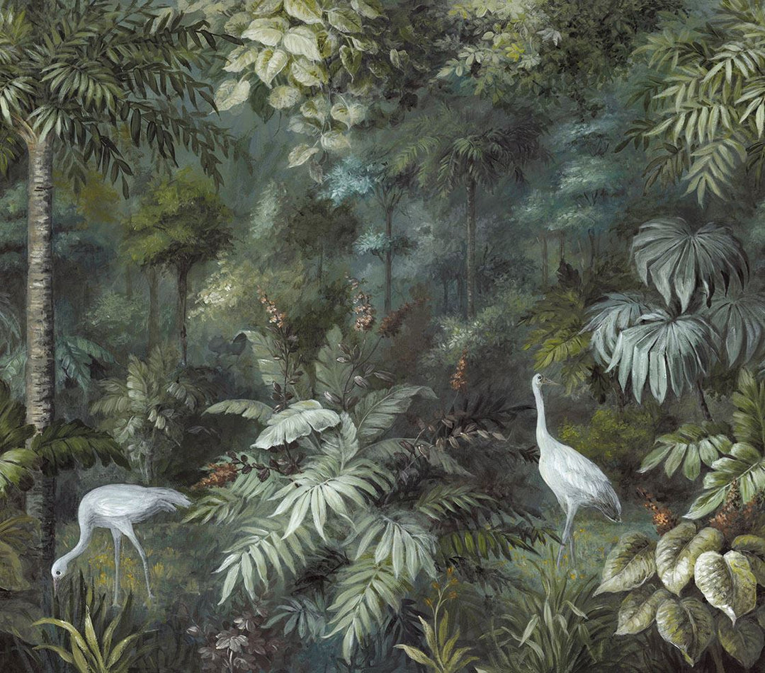 EIJFFINGER Oasis 317408 - Afbeelding 1 - Multi, Groen, Retro, Vintage, Romantisch, Klassiek, Vogels, Bladeren