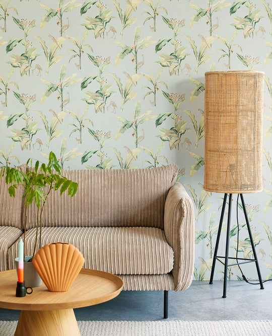 EIJFFINGER Oasis 317341 - Afbeelding 2 - Naturel, Blauw, Romantisch, Kinderkamer, Dieren, Fantasie, Bladeren