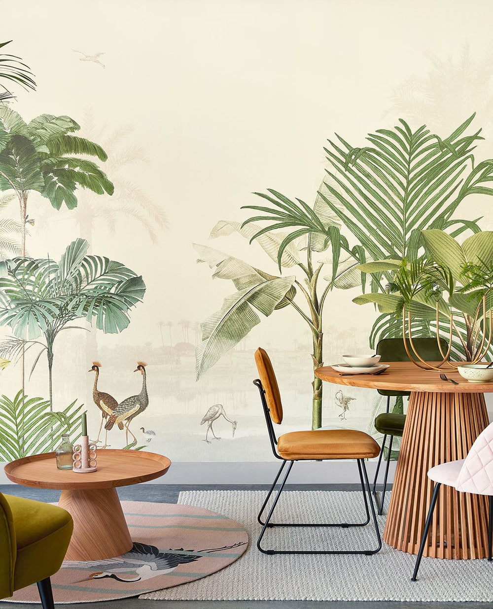 EIJFFINGER Oasis 317400 - Afbeelding 2 - Wit, Multi, Romantisch, Kinderkamer, Vogels, Bladeren
