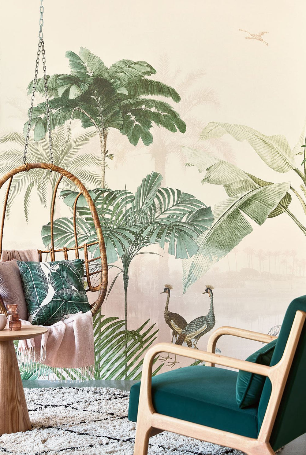 EIJFFINGER Oasis 317404 - Afbeelding 2 - Naturel, Rood, Romantisch, Kinderkamer, Vogels, Bladeren