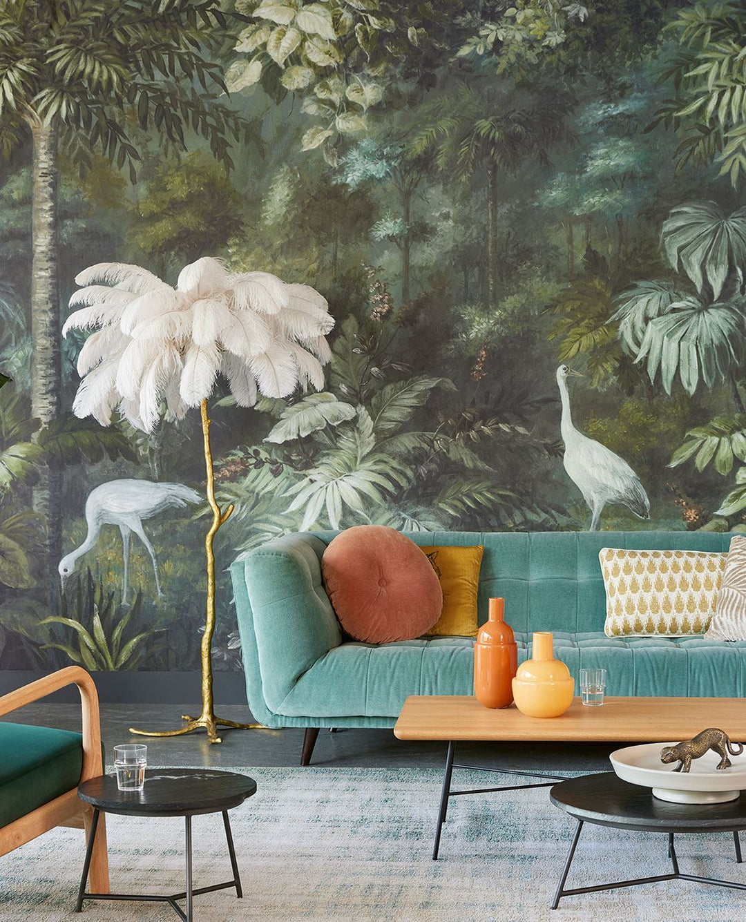 EIJFFINGER Oasis 317408 - Afbeelding 3 - Multi, Groen, Retro, Vintage, Romantisch, Klassiek, Vogels, Bladeren