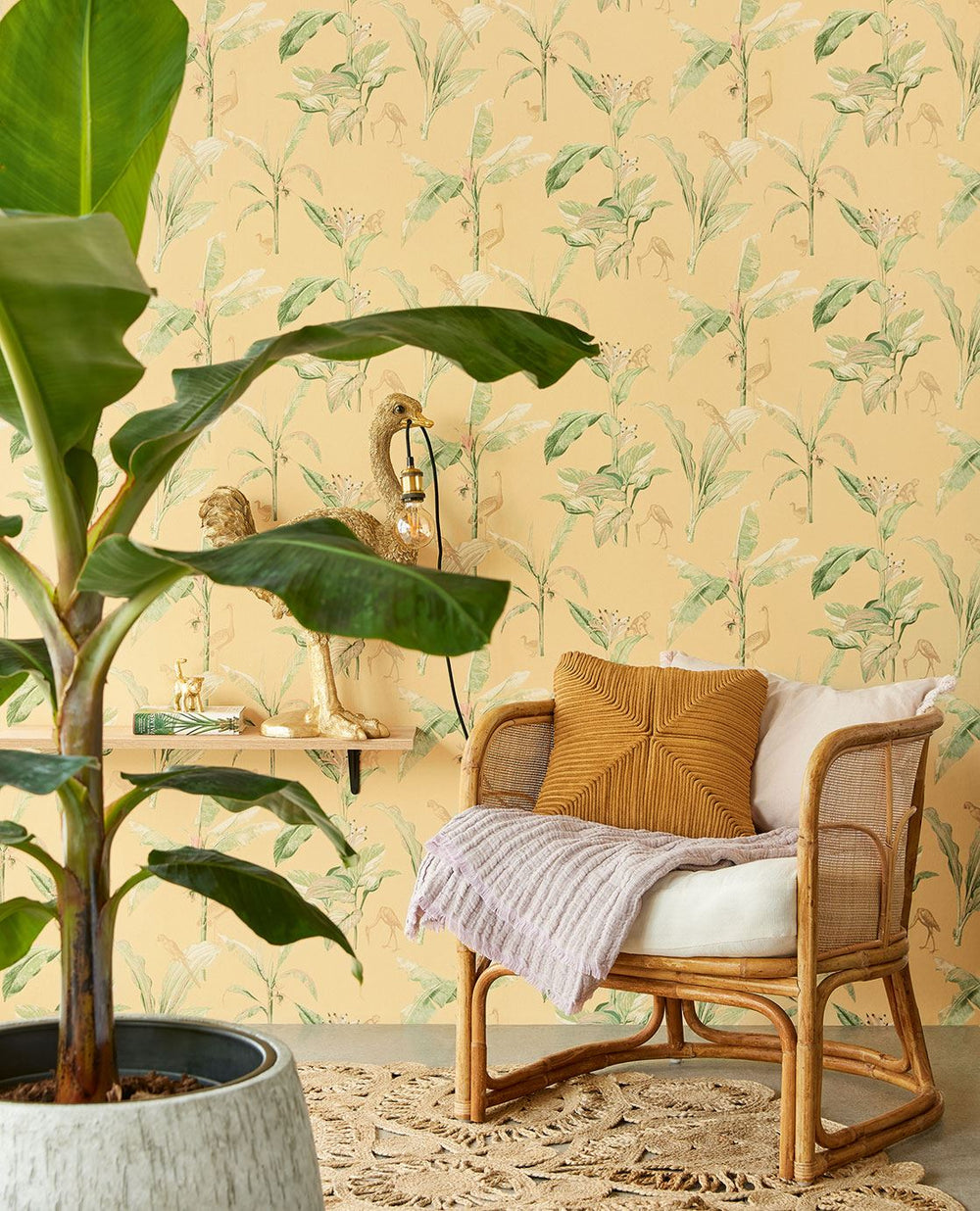 EIJFFINGER Oasis 317343 - Afbeelding 2 - Geel, Romantisch, Etnisch, Klassiek, Dieren, Fantasie, Bladeren