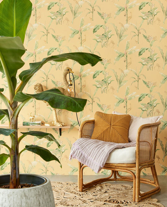 EIJFFINGER Oasis 317343 - Afbeelding 2 - Geel, Romantisch, Etnisch, Klassiek, Dieren, Fantasie, Bladeren