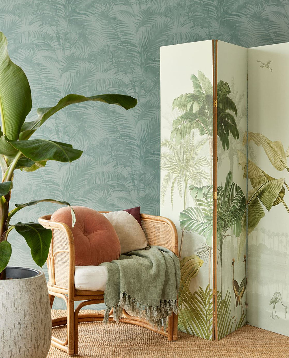 EIJFFINGER Oasis 317402 - Afbeelding 2 - Multi, Naturel, Blauw, Romantisch, Kinderkamer, Vogels, Bladeren