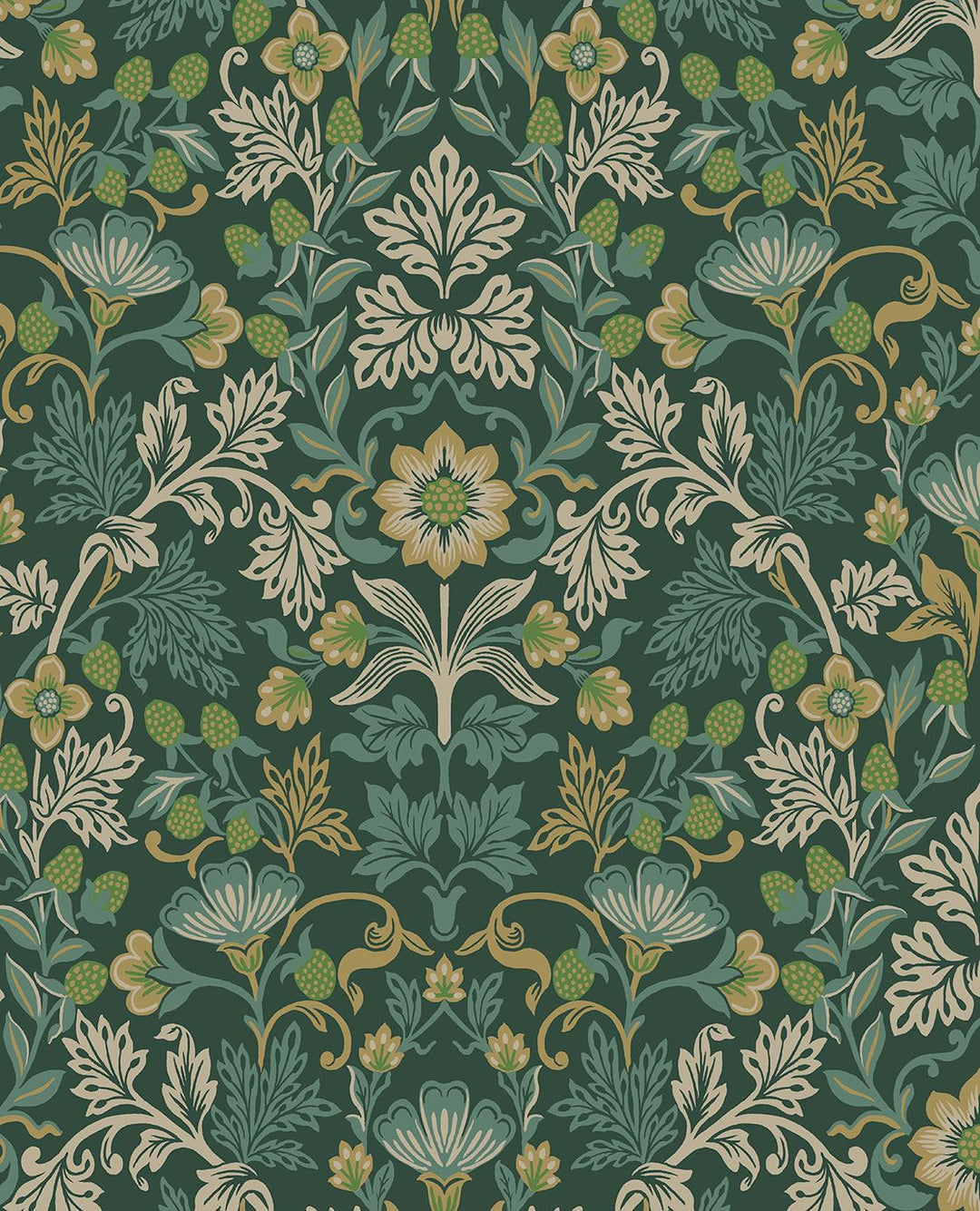 EIJFFINGER Posy 316000 - Afbeelding 1 - Groen, Romantisch, Klassiek, Ornamenten, Bloemen, Bladeren