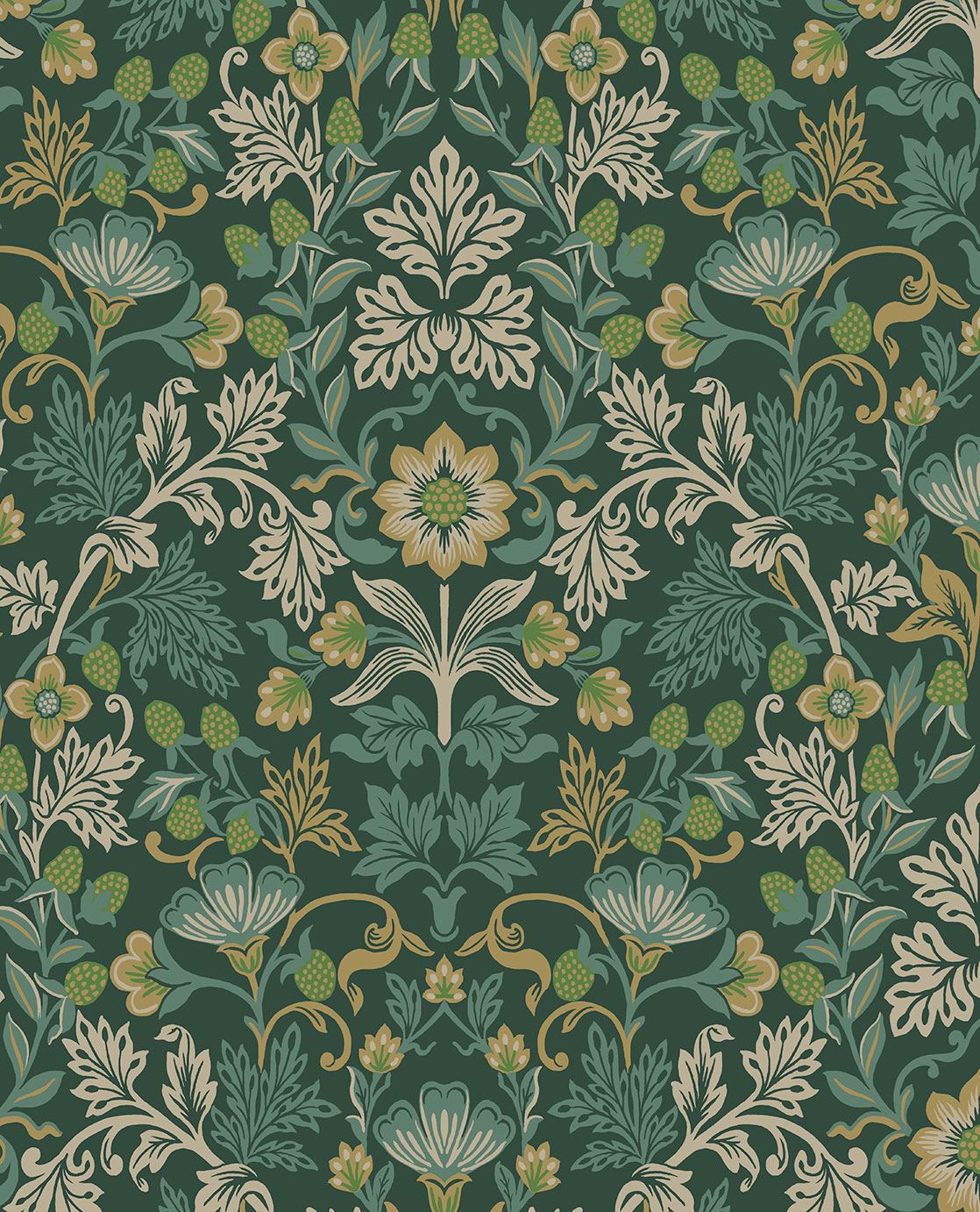 EIJFFINGER Posy 316000 - Afbeelding 1 - Groen, Romantisch, Klassiek, Ornamenten, Bloemen, Bladeren