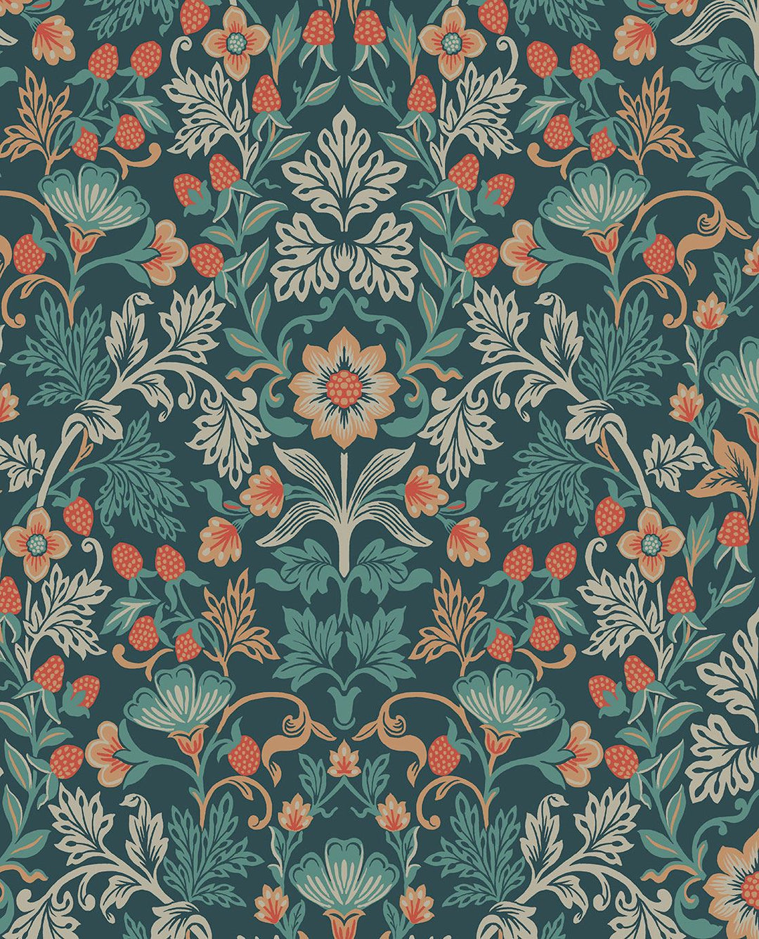EIJFFINGER Posy 316001 - Afbeelding 1 - Blauw, Retro, Vintage, Romantisch, Klassiek, Ornamenten, Bloemen, Bladeren