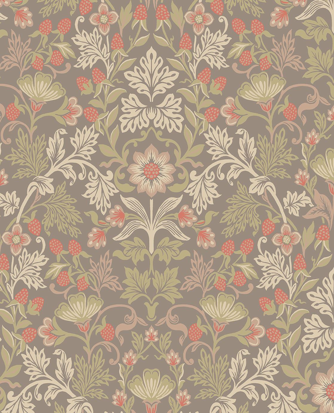 EIJFFINGER Posy 316007 - Afbeelding 1 - Naturel, Multi, Retro, Vintage, Romantisch, Ornamenten, Bloemen, Bladeren