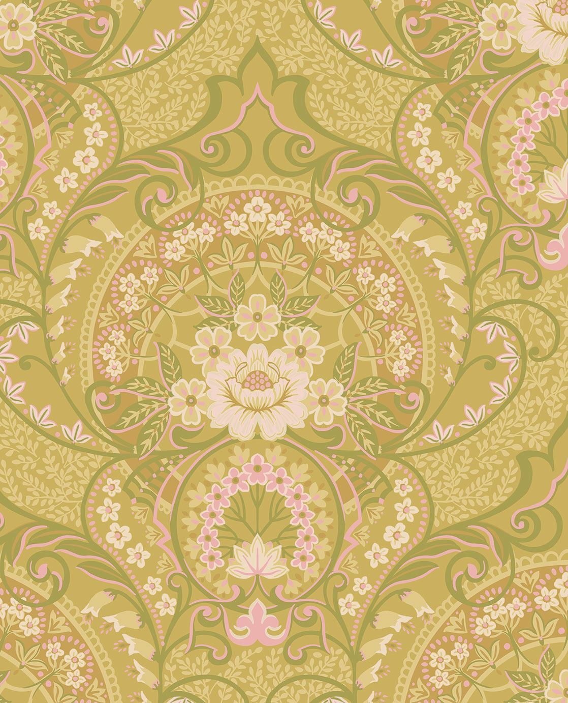EIJFFINGER Posy 316012 - Afbeelding 1 - Multi, Geel, Retro, Vintage, Romantisch, Kinderkamer, Ornamenten, Bloemen