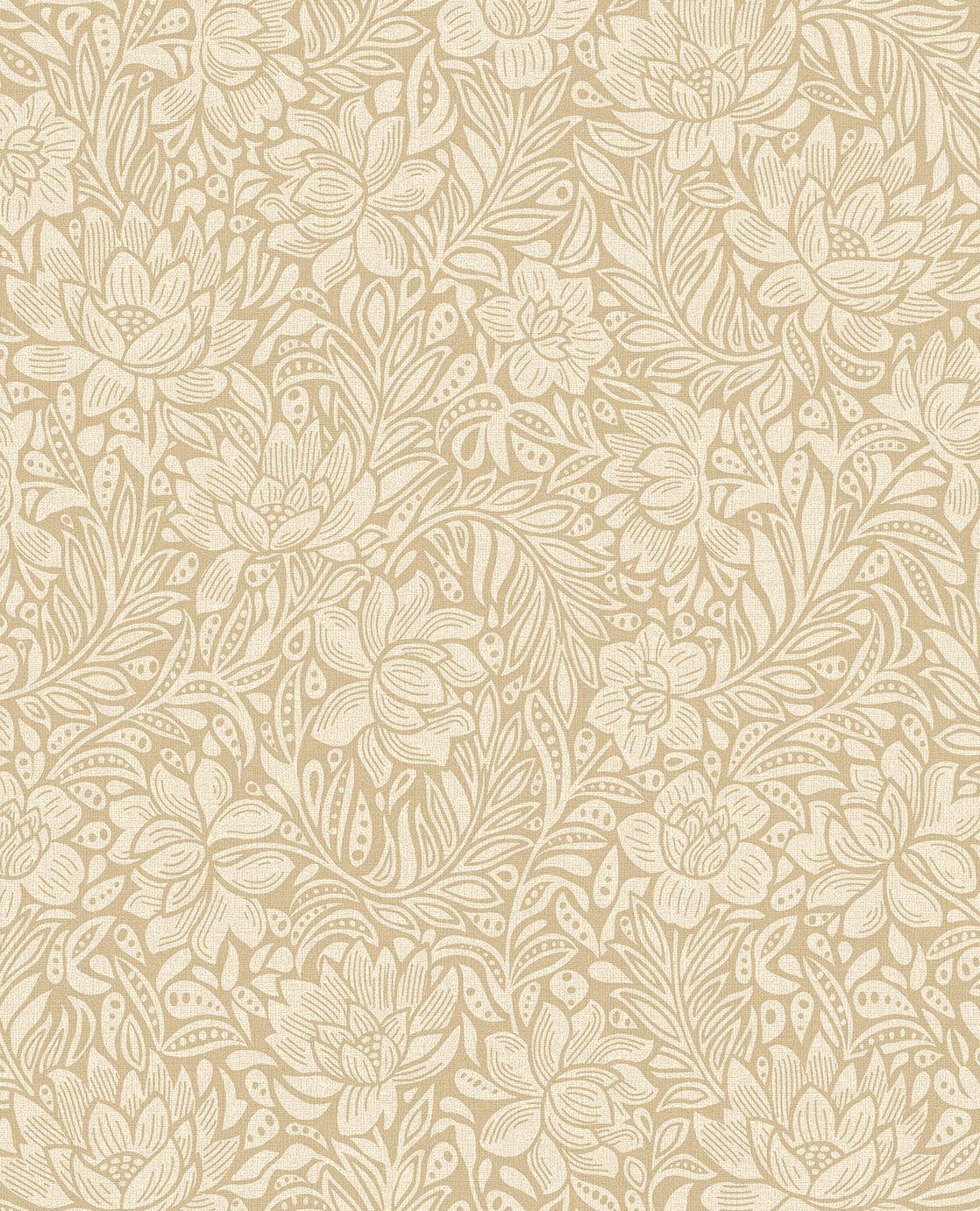 EIJFFINGER Posy 316021 - Afbeelding 1 - Naturel, Goud, Romantisch, Klassiek, Bloemen, Bladeren