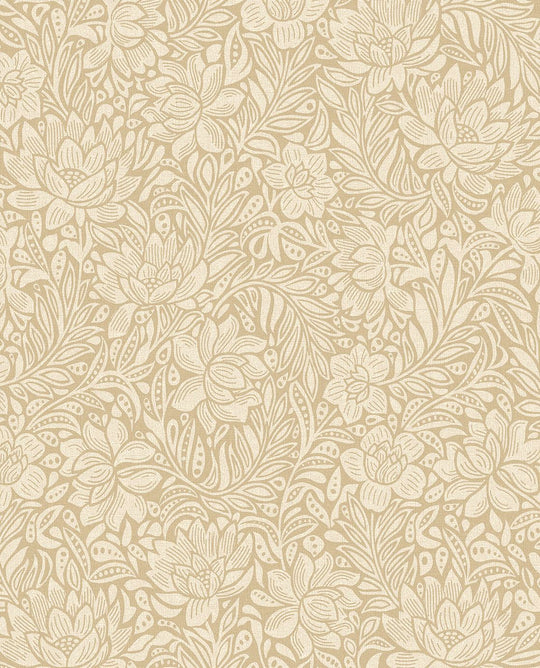 EIJFFINGER Posy 316021 - Afbeelding 1 - Naturel, Goud, Romantisch, Klassiek, Bloemen, Bladeren