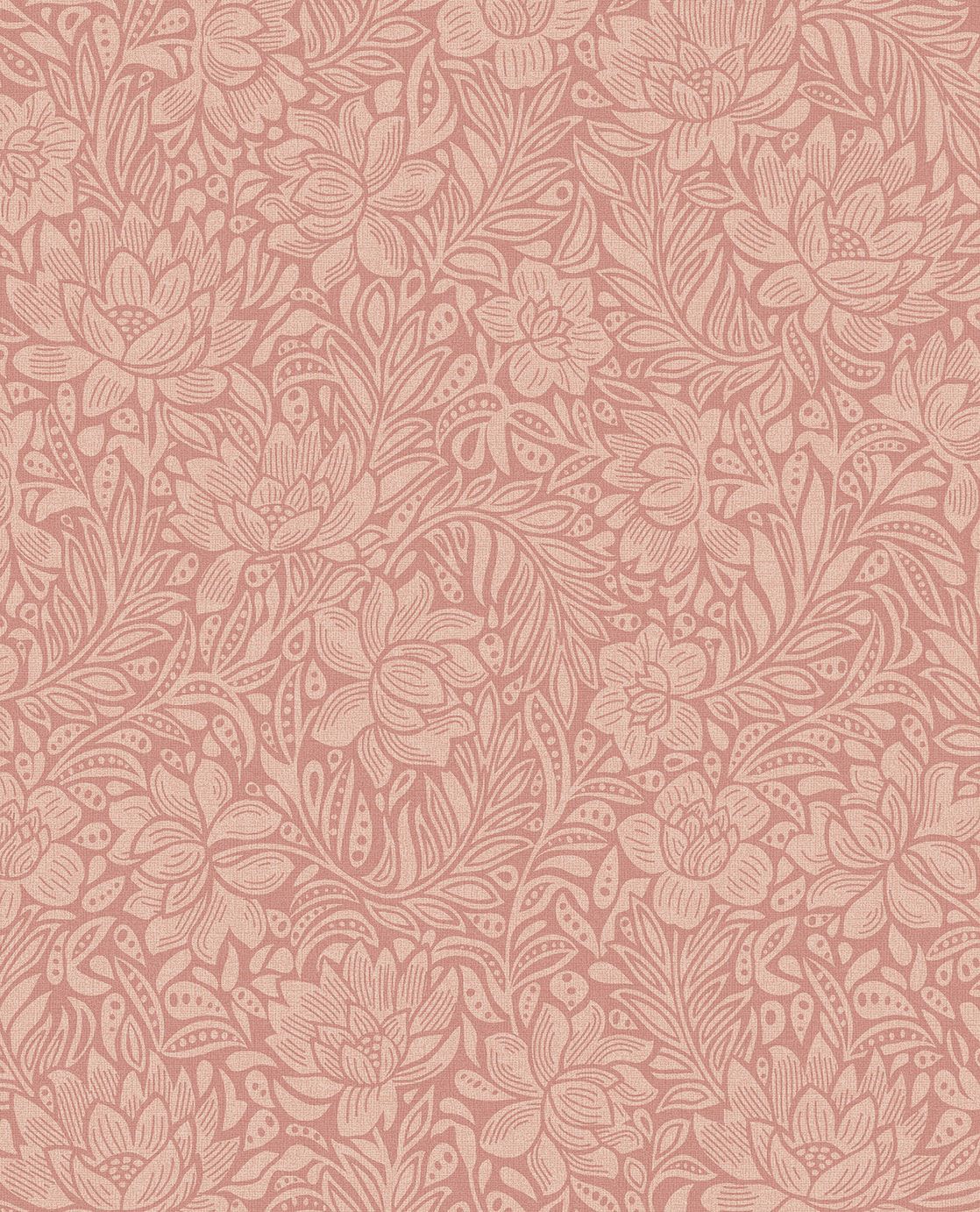 EIJFFINGER Posy 316023 - Afbeelding 1 - Naturel, Rood, Romantisch, Klassiek, Bloemen, Bladeren