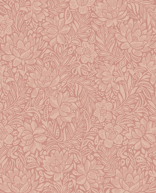 EIJFFINGER Posy 316023 - Afbeelding 1 - Naturel, Rood, Romantisch, Klassiek, Bloemen, Bladeren