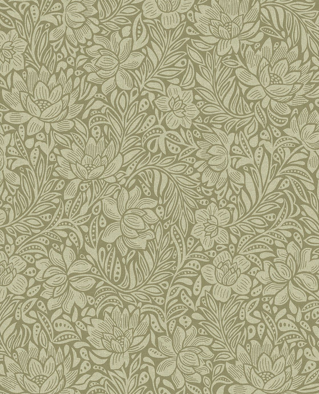EIJFFINGER Posy 316024 - Afbeelding 1 - Groen, Retro, Vintage, Romantisch, Klassiek, Bloemen, Bladeren