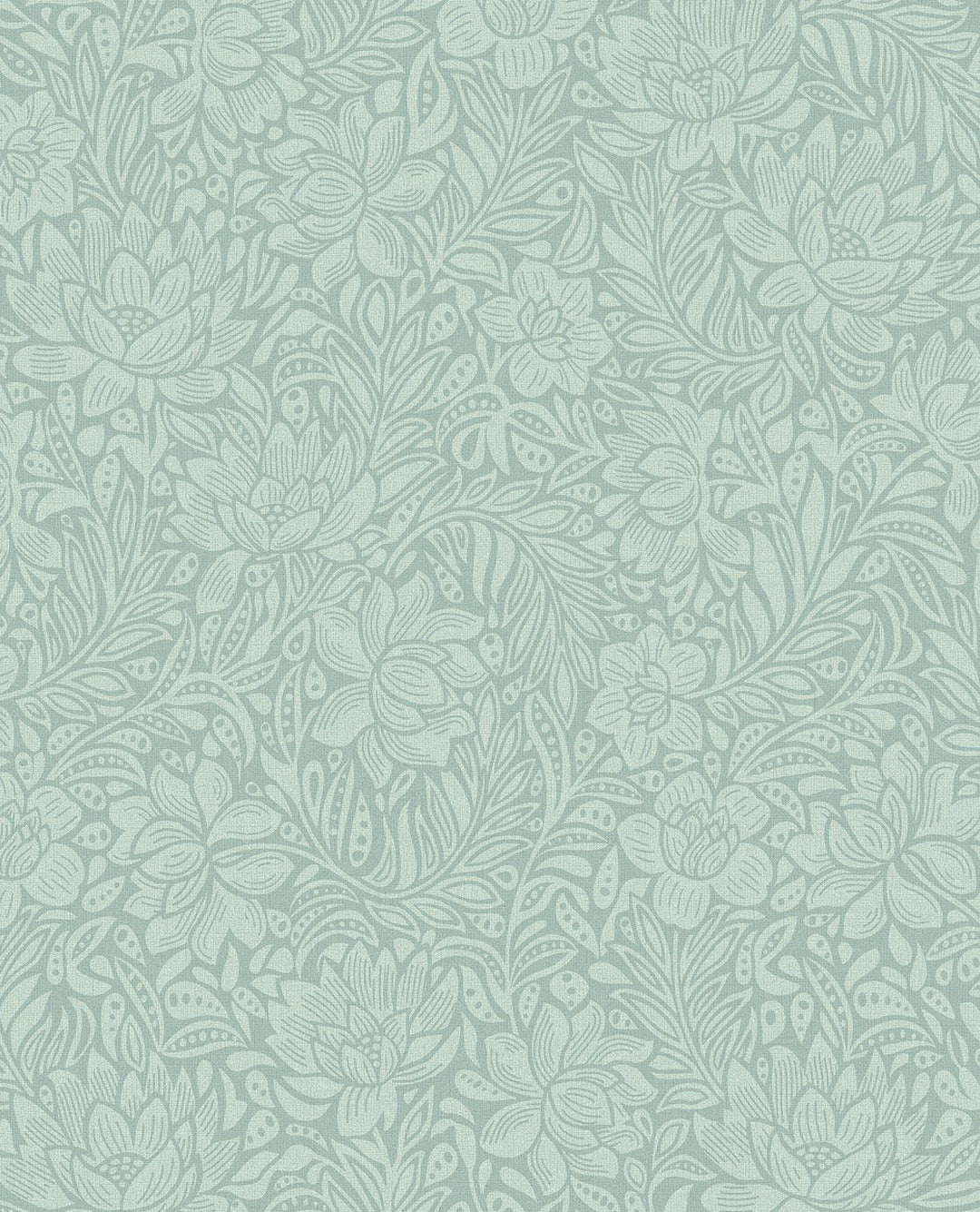EIJFFINGER Posy 316025 - Afbeelding 1 - Naturel, Blauw, Groen, Romantisch, Bloemen, Bladeren