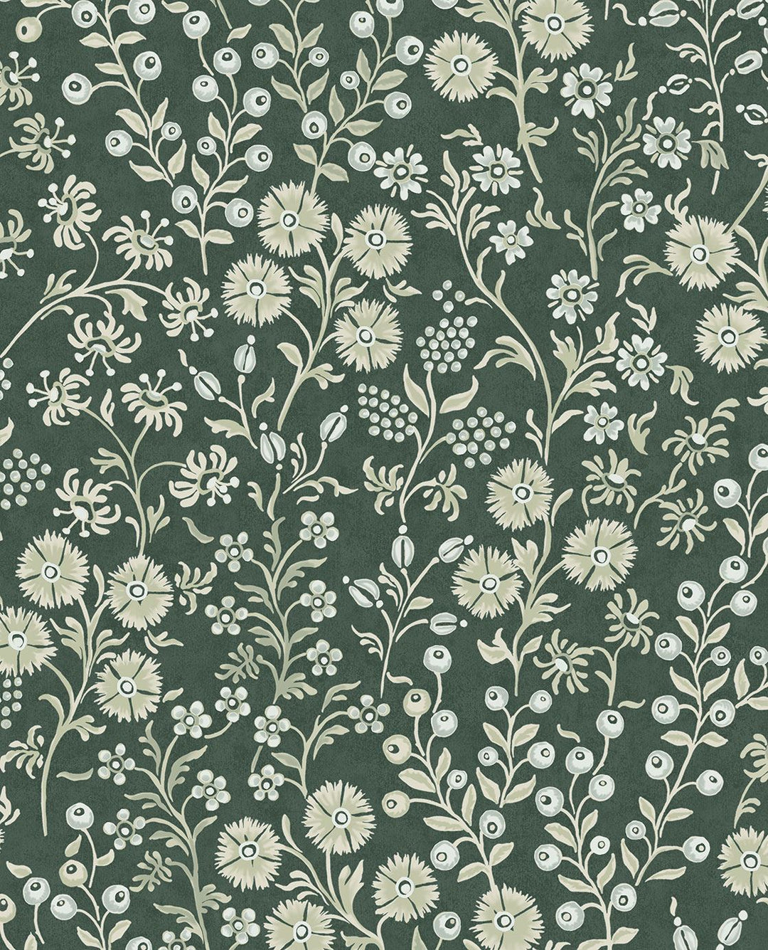 EIJFFINGER Posy 316048 - Afbeelding 1 - Groen, Retro, Vintage, Romantisch, Kinderkamer, Bloemen, Bladeren