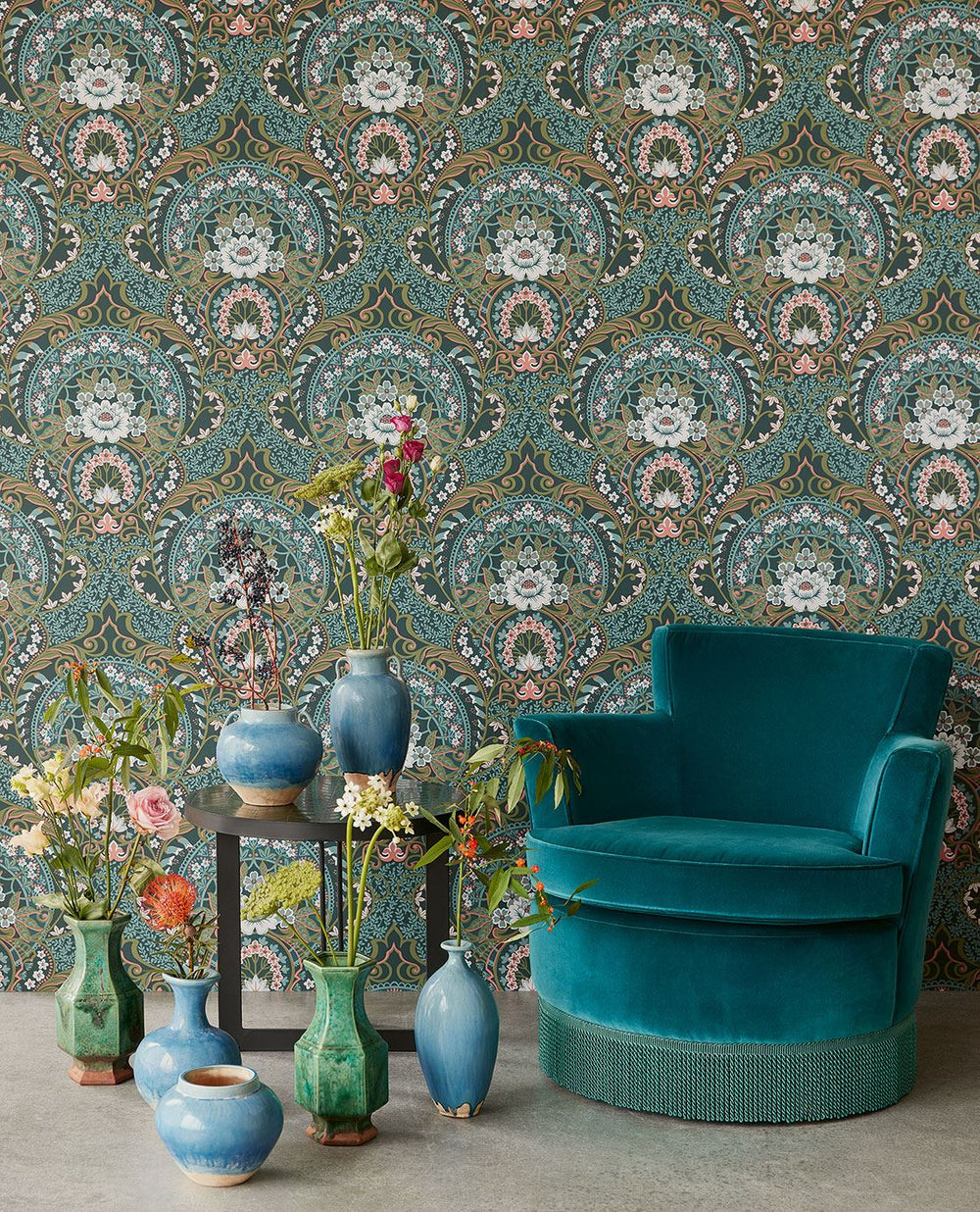 EIJFFINGER Posy 316015 - Afbeelding 2 - Multi, Blauw, Romantisch, Ornamenten, Bloemen