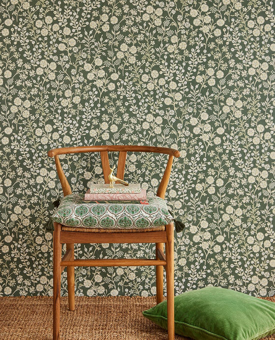 EIJFFINGER Posy 316048 - Afbeelding 2 - Groen, Retro, Vintage, Romantisch, Kinderkamer, Bloemen, Bladeren