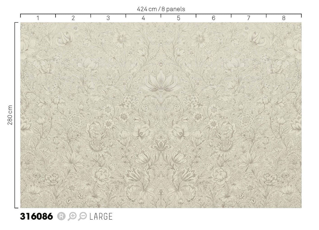 EIJFFINGER Posy 316086 - Afbeelding 3 - Naturel, Landelijk, Romantisch, Klassiek, Ornamenten, Bloemen, Bladeren