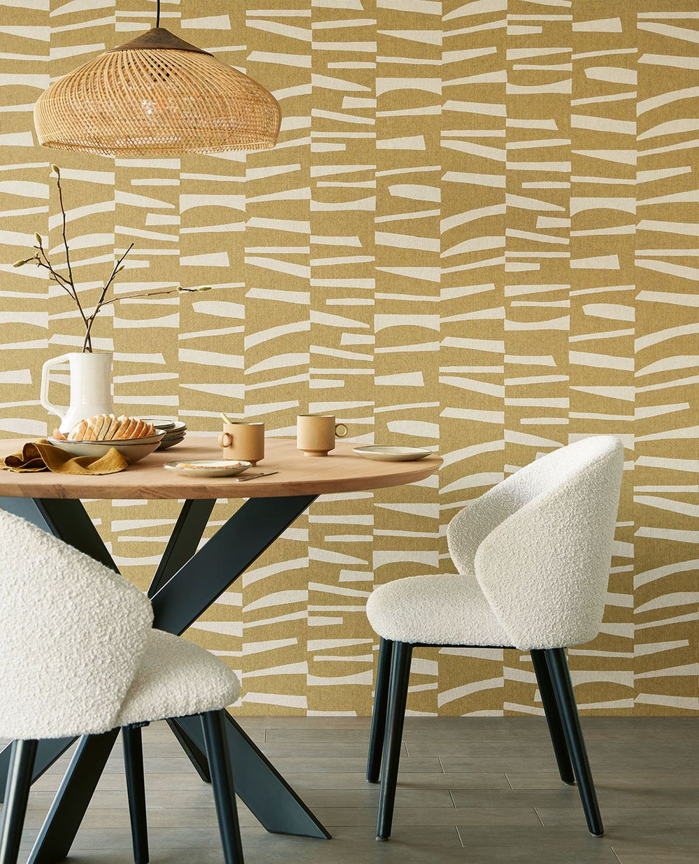EIJFFINGER Twist 318024 - Afbeelding 2 - Geel, Scandinavisch, Etnisch, Structuren, Grafisch