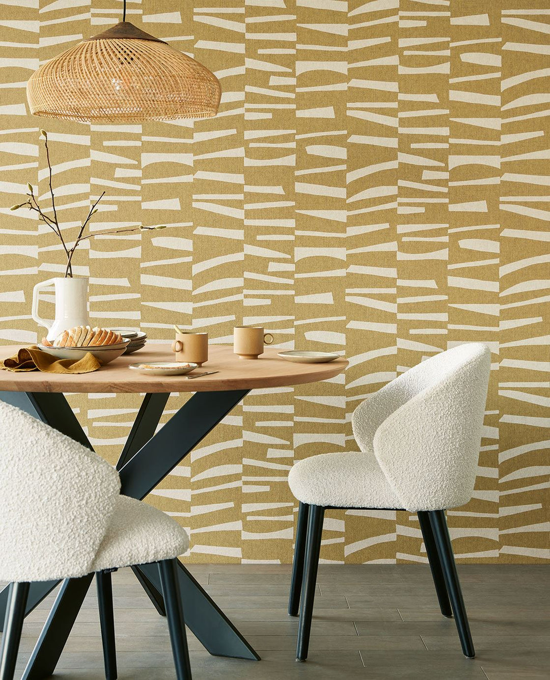 EIJFFINGER Twist 318024 - Afbeelding 2 - Geel, Scandinavisch, Etnisch, Structuren, Grafisch