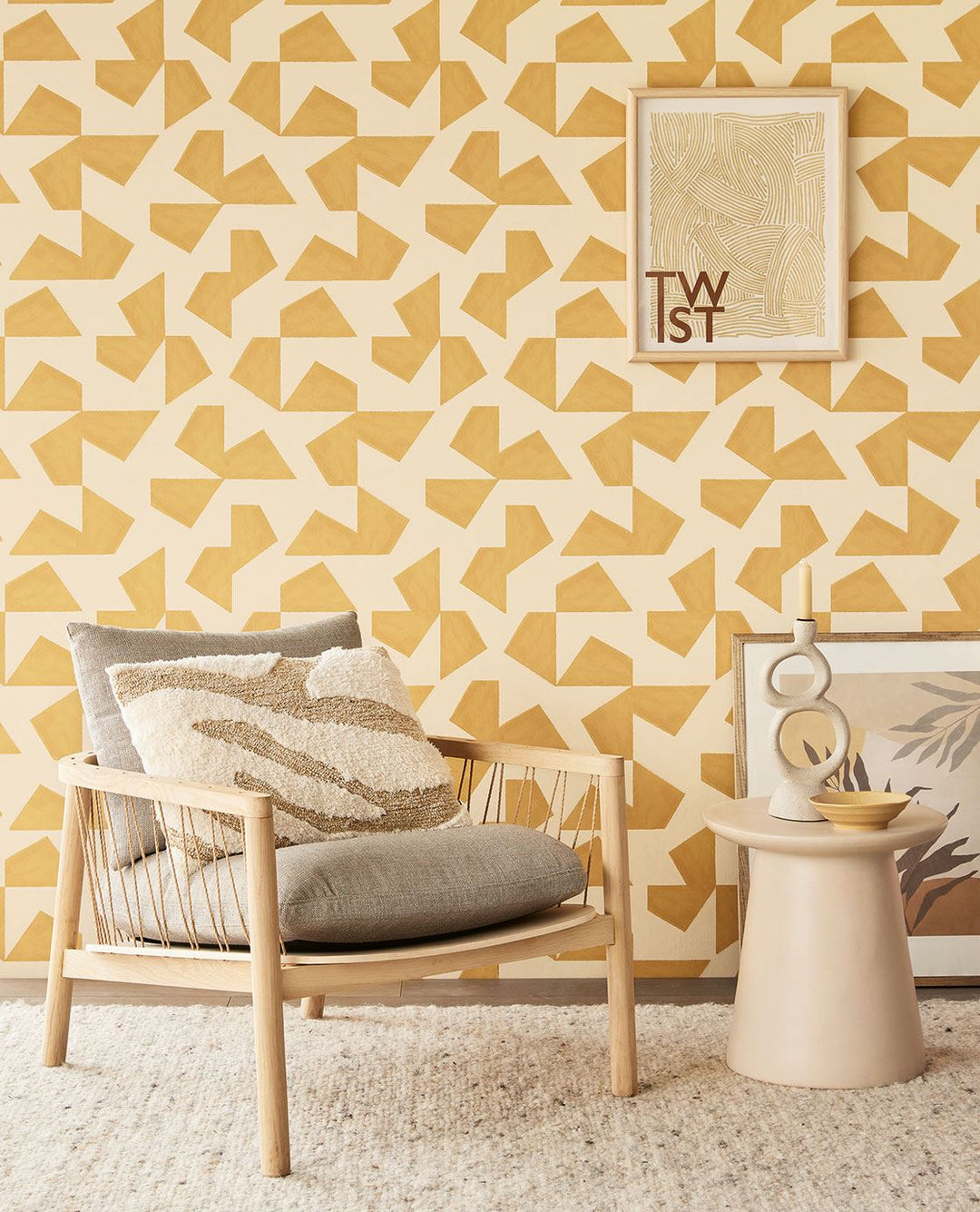 EIJFFINGER Twist 318040 - Afbeelding 2 - Geel, Scandinavisch, Retro, Vintage, Kinderkamer