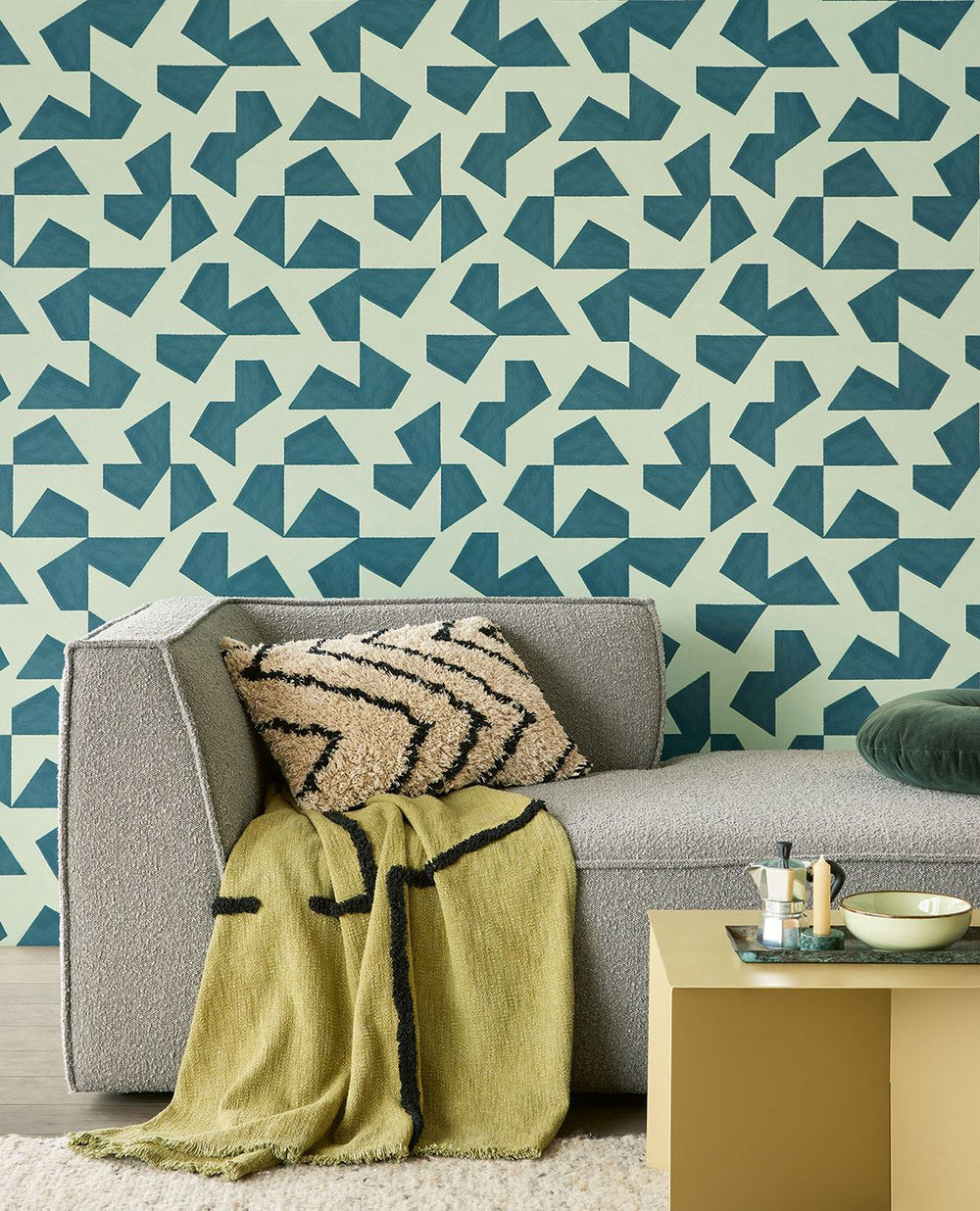 EIJFFINGER Twist 318042 - Afbeelding 2 - Groen, Scandinavisch, Retro, Vintage, Kinderkamer, Grafisch, Geometrisch