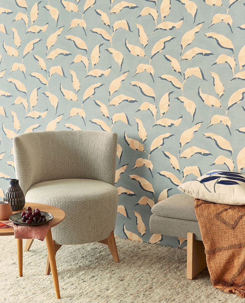 EIJFFINGER Twist 318052 - Afbeelding 2 - Blauw, Scandinavisch, Landelijk, Romantisch, Bladeren