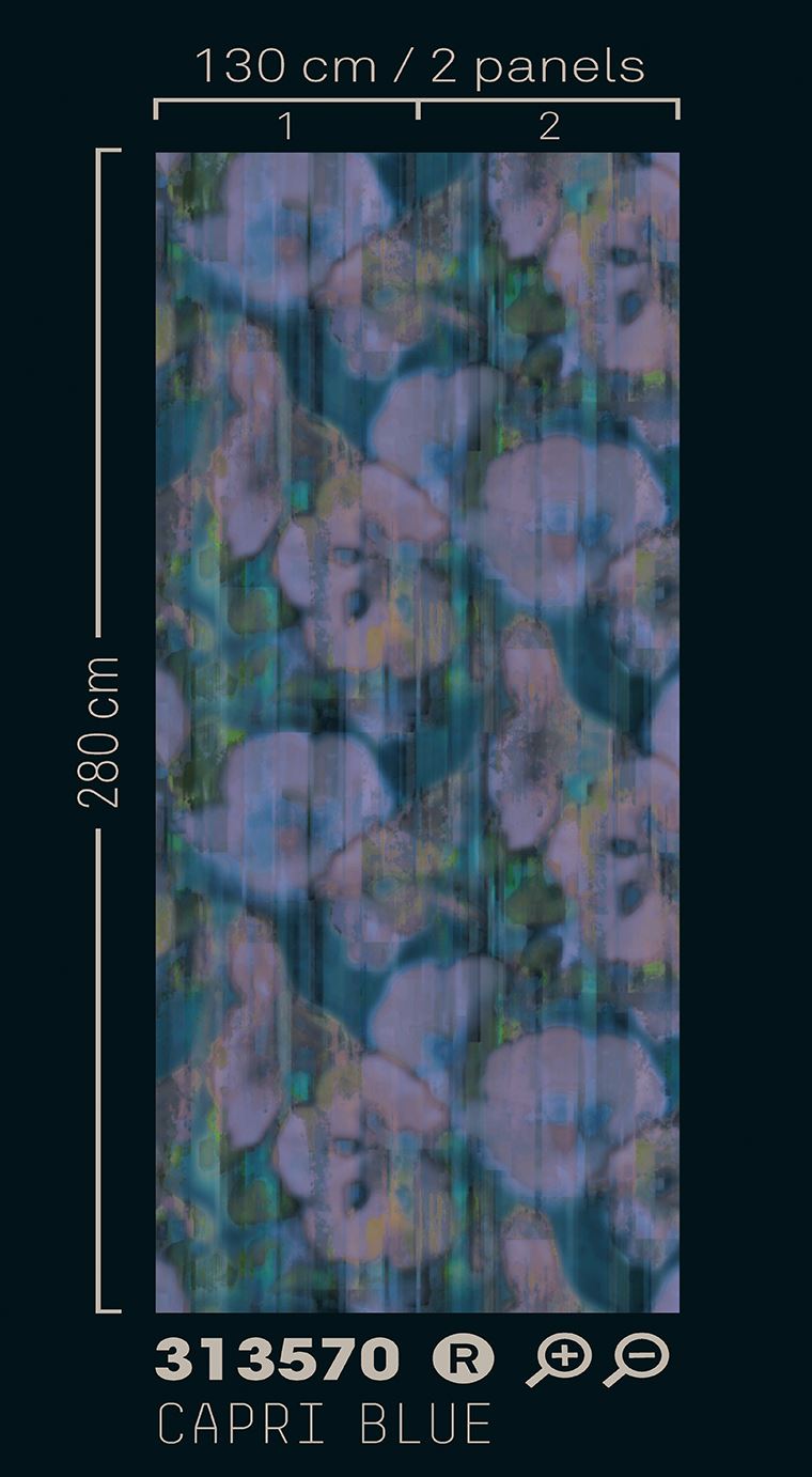 EIJFFINGER Canvas 313570 - Afbeelding 3 - Blauw, Paars, Romantisch, Chic, Glamour, Bloemen
