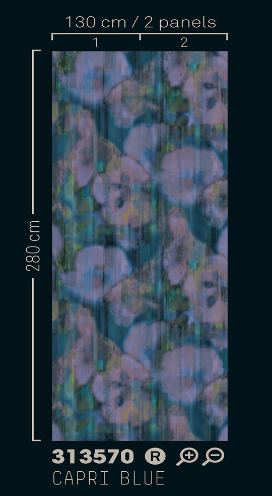EIJFFINGER Canvas 313570 - Afbeelding 3 - Blauw, Paars, Romantisch, Chic, Glamour, Bloemen