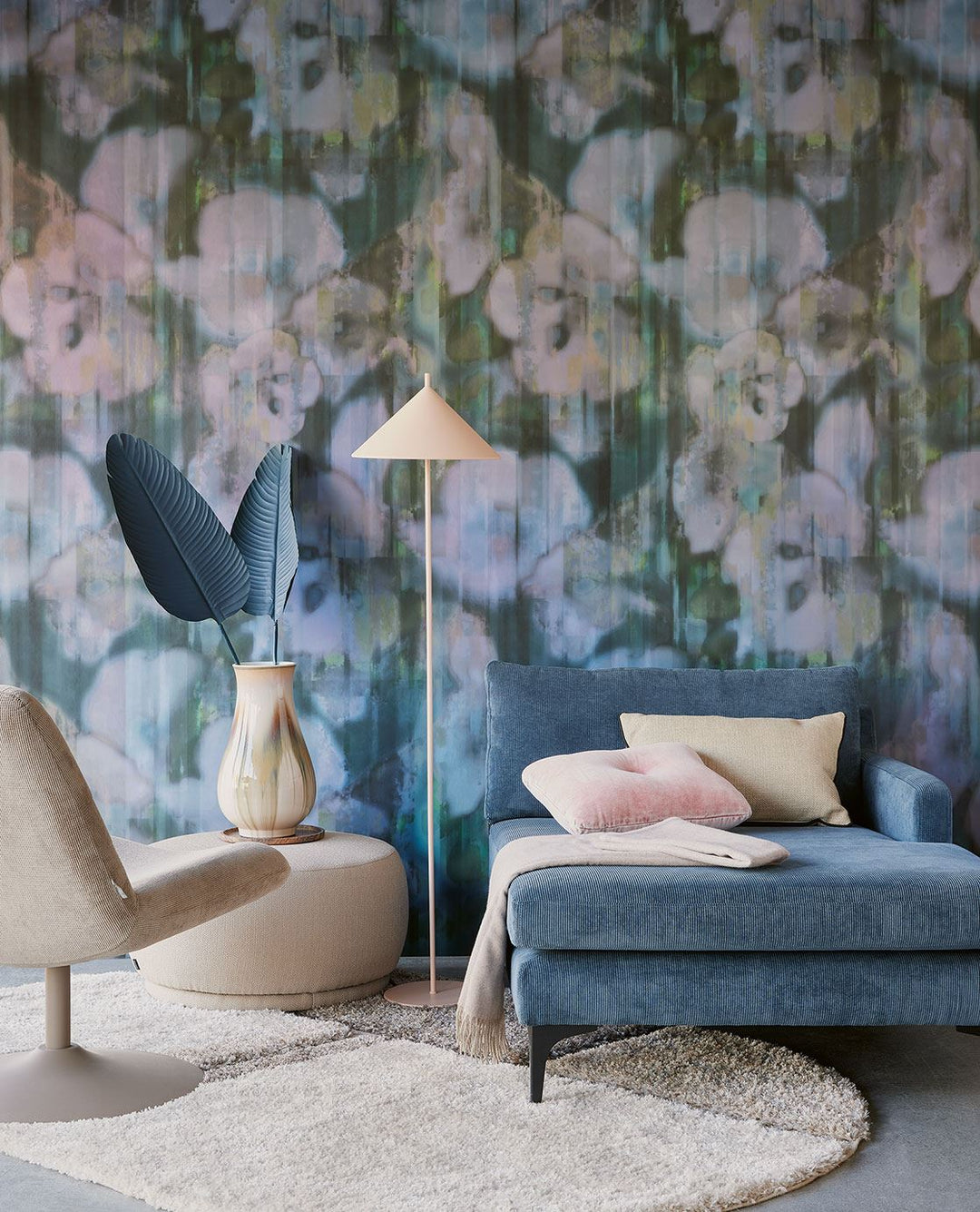 EIJFFINGER Canvas 313571 - Afbeelding 2 - Blauw, Paars, Romantisch, Chic, Glamour, Bloemen