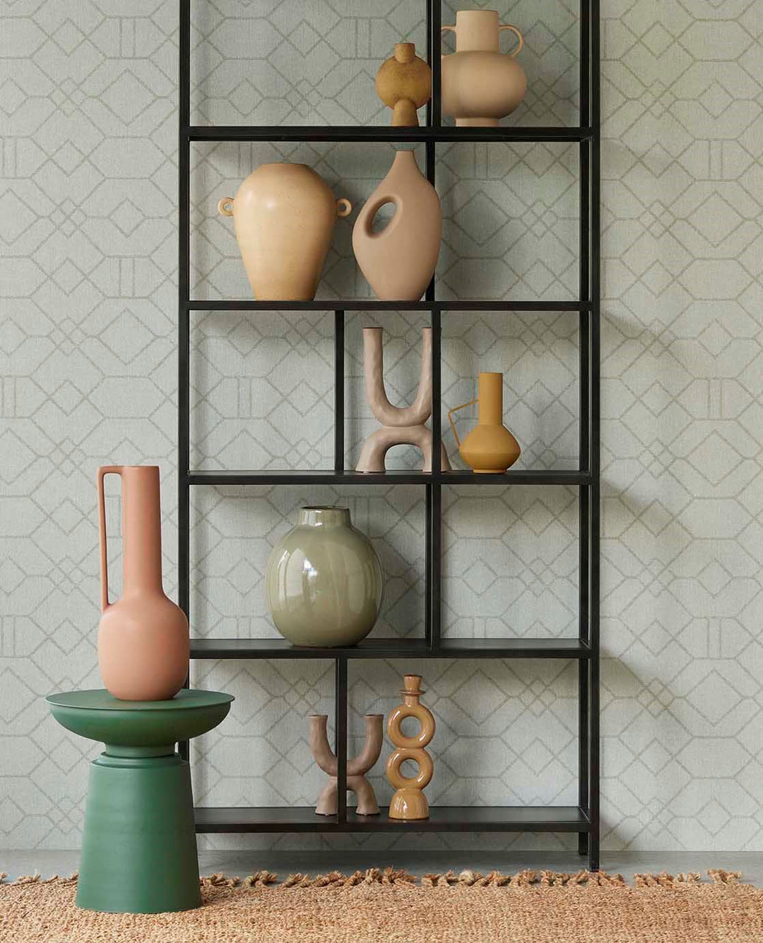 EIJFFINGER Embrace 324013 - Afbeelding 2 - Groen, Scandinavisch, Basic, Ruiten, Geometrisch