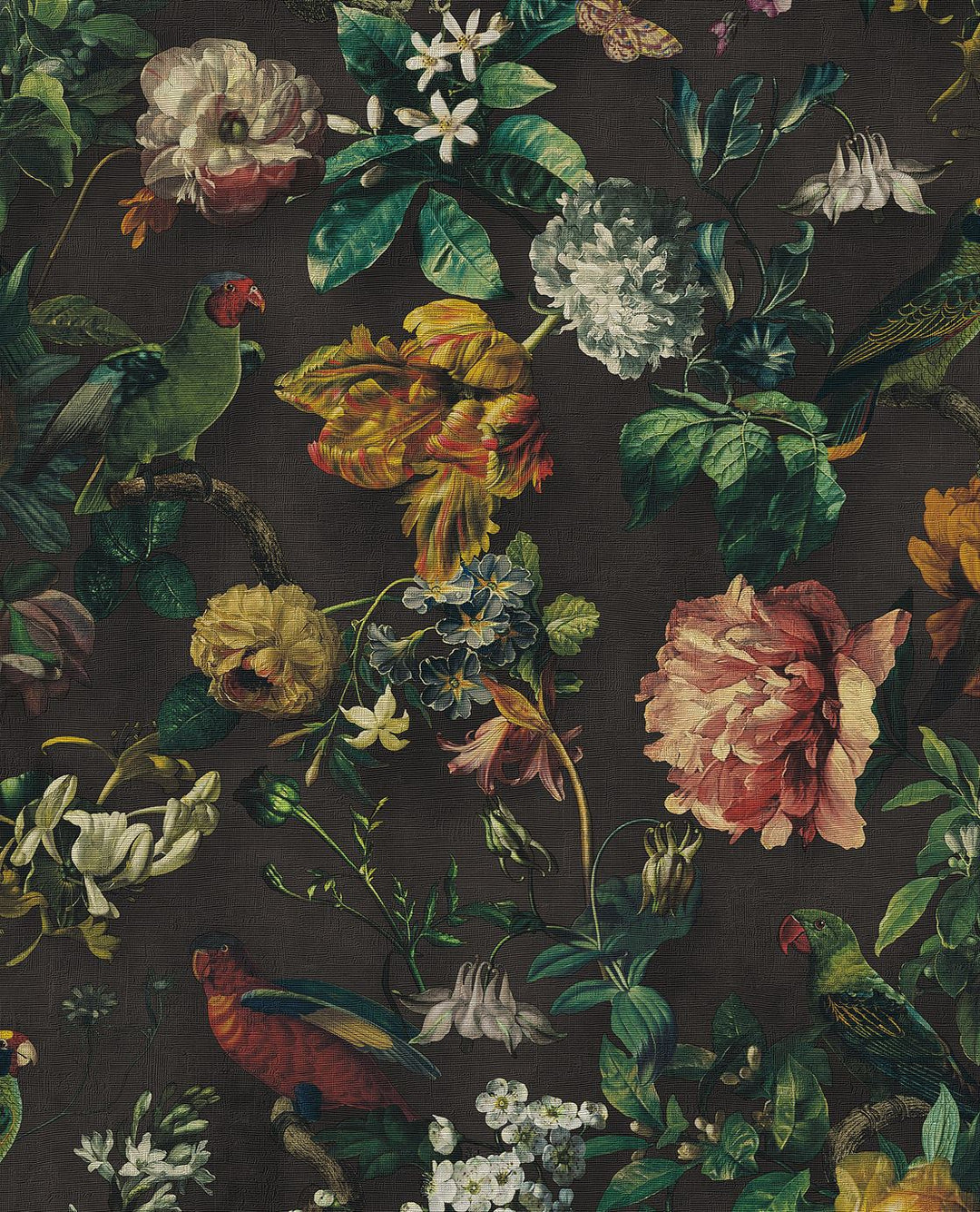 EIJFFINGER Museum 307300 - Afbeelding 1 - Zwart / Grijs, Retro, Vintage, Klassiek, Stoer, Industrieel, Vogels, Bloemen, Bladeren
