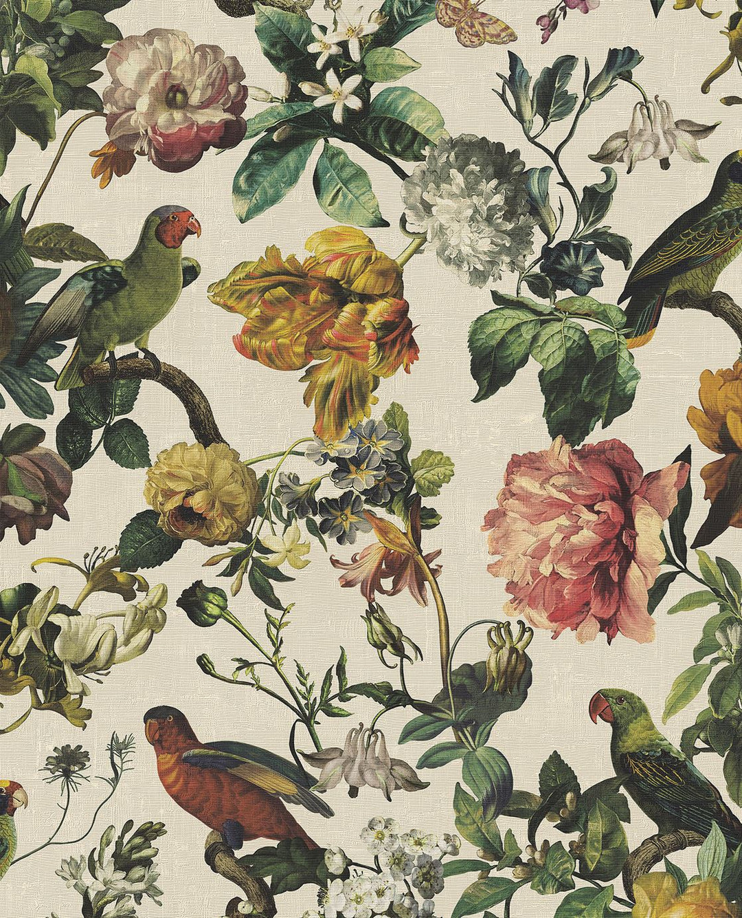 EIJFFINGER Museum 307301 - Afbeelding 1 - Wit, Retro, Vintage, Romantisch, Klassiek, Vogels, Bloemen, Bladeren