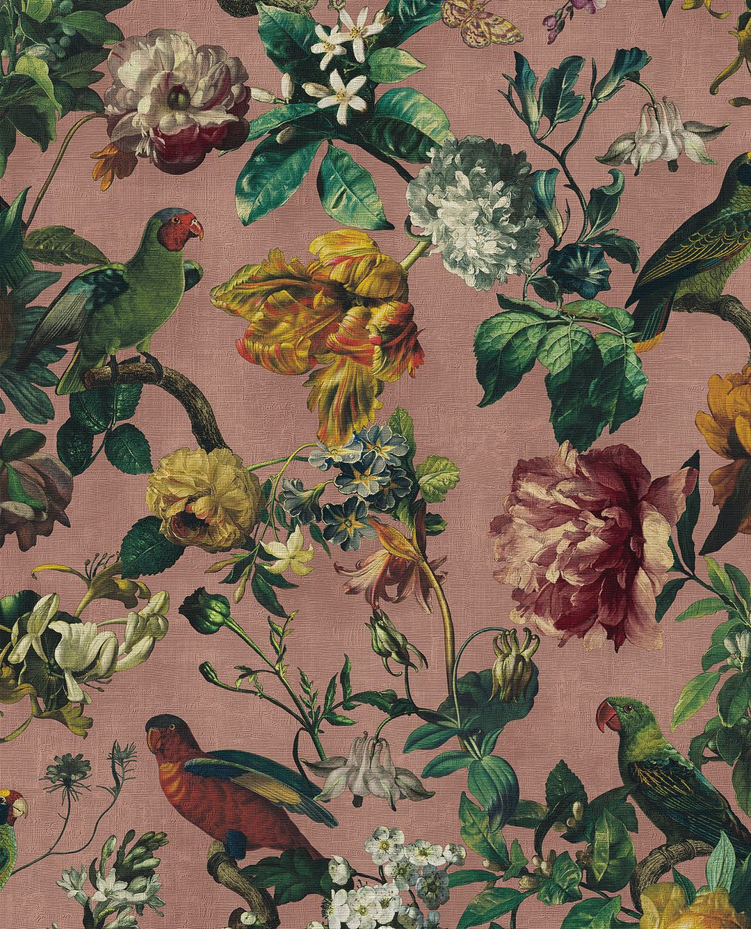 EIJFFINGER Museum 307304 - Afbeelding 1 - Naturel, Rood, Retro, Vintage, Romantisch, Klassiek, Vogels, Bloemen, Bladeren
