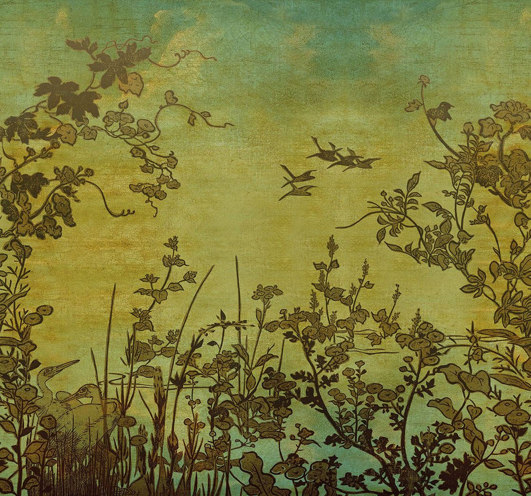 EIJFFINGER Emerald 333470 - Afbeelding 1 - Groen, Goud, Retro, Vintage, Romantisch, Etnisch, Natuurlijk
