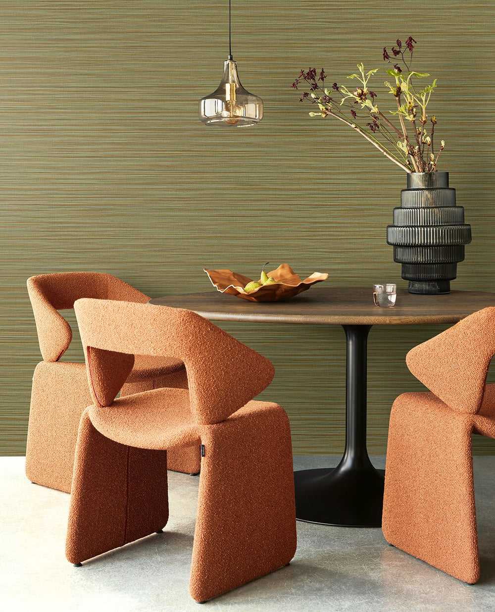 EIJFFINGER Cozumel 50543 - Afbeelding 2 - Groen, Retro, Vintage, Etnisch, Effen, Uni, Structuren