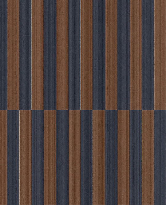 EIJFFINGER Revive 333622 - Afbeelding 1 - Naturel, Blauw, Retro, Vintage, Klassiek, Stoer, Industrieel, Strepen, Grafisch, Geometrisch